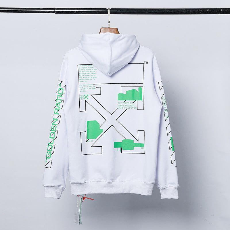 Spring and Autumn Pullover  Green Printing Casual plus Size Loose Sweater hoodie