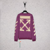 OW Airport Letter Arrow Floral Print Long Sleeve Pullover Leisure sweatshirt