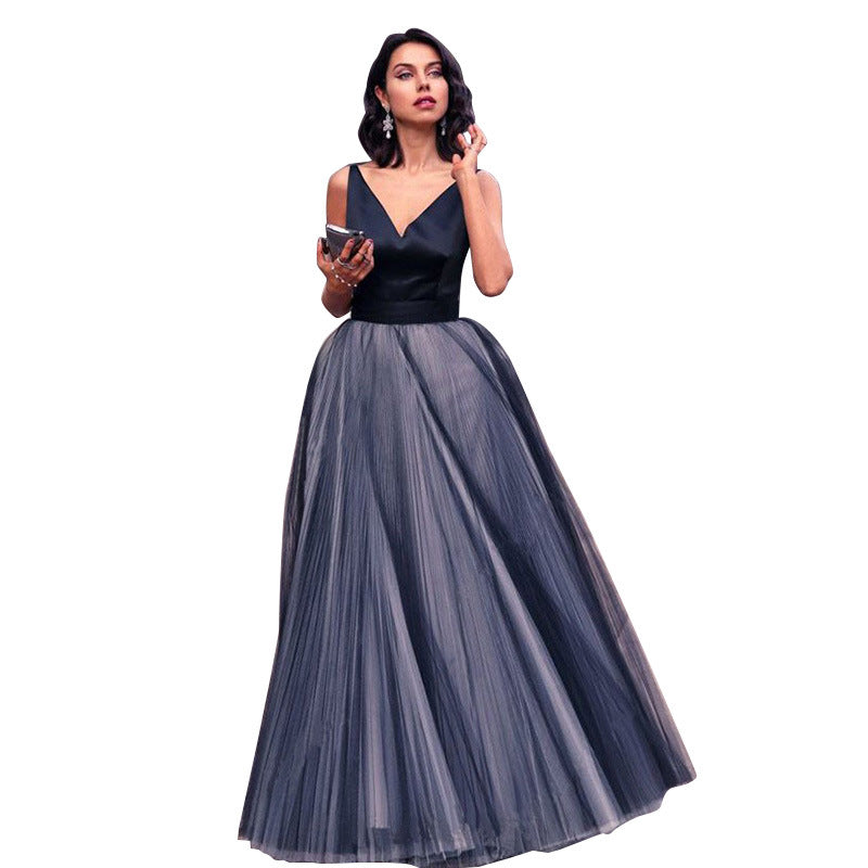 Formal Dresses & Gowns V-neck Sleeveless Dress Waist-Slimming Long Dress