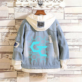 Comic Denim Jacket Ripped Denim Jacket Spring and Autumn Clothes