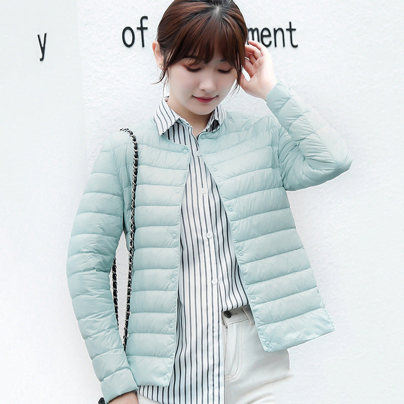 Women Winter Coats Puffer Jacket down Coat Lightweight Women's Thermal Liner Short Casual Autumn and Winter Collarless Thin Coat