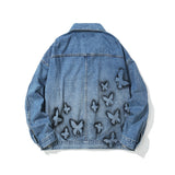 Men Denim Coat Jean Jackets Butterfly Patterned Denim Jacket Men's Jacket Boyfriend Harajuku Style Loose-Fitting Denim Clothes