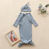 Knotted Baby Gown Cotton Diagonal Buckle Hooded Jumpsuit