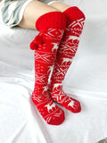 Winter Thick Knit Thigh High Socks Long Stockings Boot Christmas Elk Tube Socks
