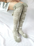 Winter Thick Knit Thigh High Socks Long Stockings Boot Christmas Elk Tube Socks