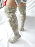 Winter Thick Knit Thigh High Socks Long Stockings Boot Christmas Elk Tube Socks