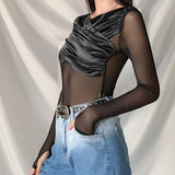 Music Festivals Rave Outfits Girls Tops Autumn and Winter Women's Sexy Slim T-shirt Women