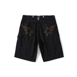 Shark Print Shorts Shark Head Embroidery Tiger Head Tooling Shorts Men'S Casual Pants