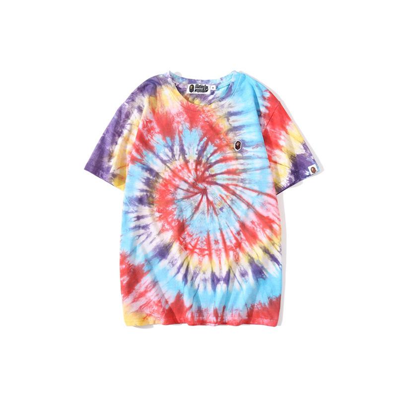 Shark Print T Shirt Ape Head Color Tie-Dye T-Shirt Short Sleeve
