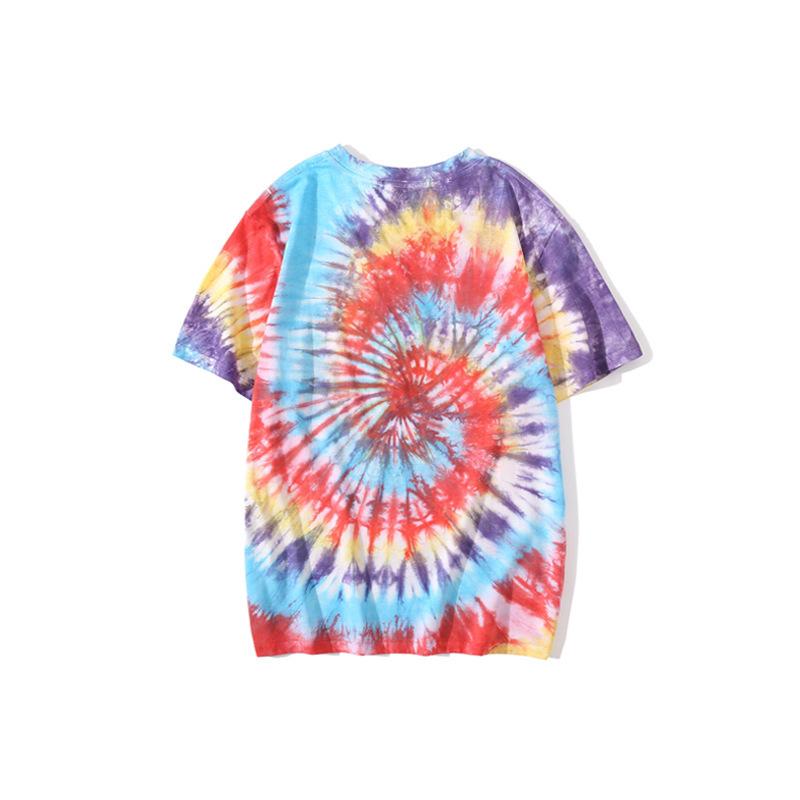 Shark Print T Shirt Ape Head Color Tie-Dye T-Shirt Short Sleeve