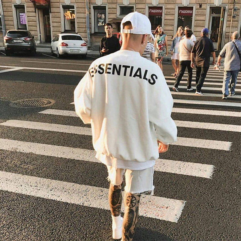 Fog Fear of God Essentials Sweatshirt Double Line round Neck Sweater Reflective Letter Embroidery Couple Pullover