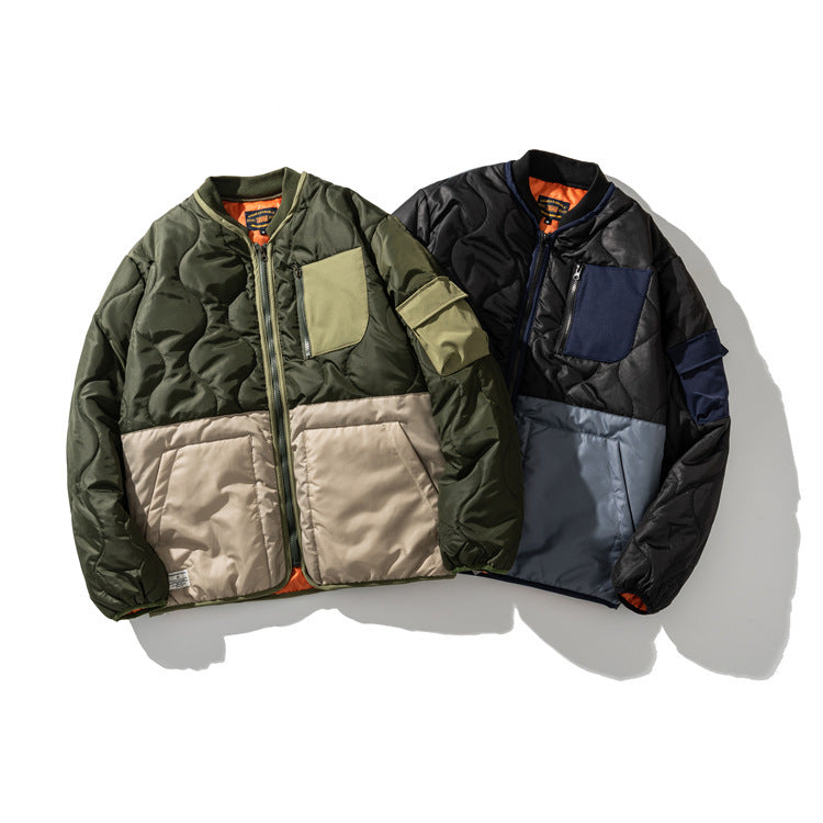 College Jacket Workwear Cotton Coat Men's Retro Loose Stitching Cotton-Padded Jacket Neutral