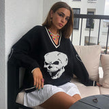 Preppy Aesthetic Sweater Heart V-neck Loose Fashion Knitwear