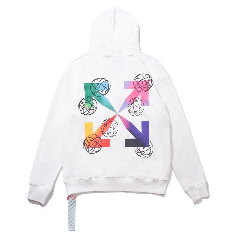 Colorful Gradient Arrow Cotton Hooded Sweater for Men and Women hoodie