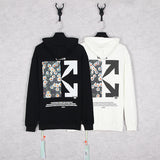 OW Autumn and Winter Loose Little Daisy Stitching Arrow Hooded Sweater Men and Women Couple Long Sleeve hoodie