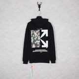 OW Autumn and Winter Loose Little Daisy Stitching Arrow Hooded Sweater Men and Women Couple Long Sleeve hoodie