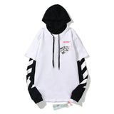 Autumn Large Size Loose Long Sleeve Fake Two Pieces Pullover hoodie