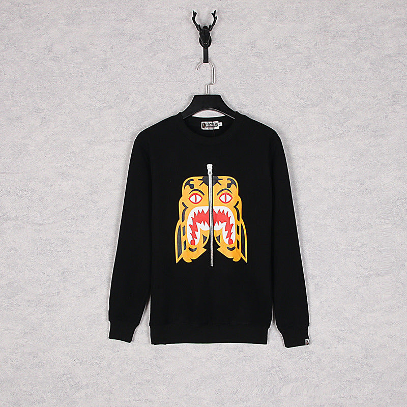 Shark Print Sweatshirts Autumn And Winter Printing Male And Female Couples Wear Brushed Hoody