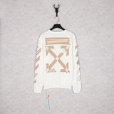OW Airport Letter Arrow Floral Print Long Sleeve Pullover Leisure sweatshirt