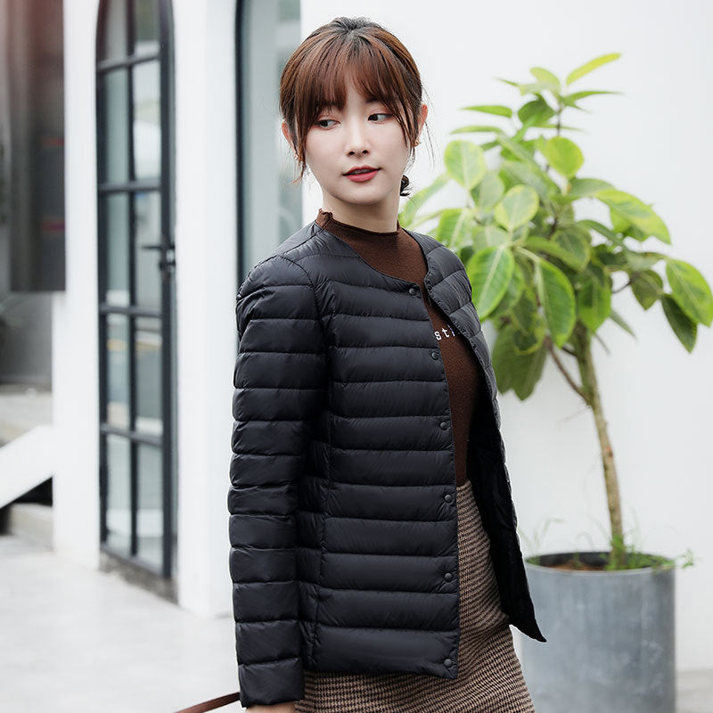 Women Winter Coats Puffer Jacket down Coat Lightweight Women's Thermal Liner Short Casual Autumn and Winter Collarless Thin Coat