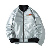 Graphic Leather Jacket Women's Spring and Autumn Air Force Flight Suit Leather Men's Baseball Collar PU Leather Harley Pilot Couple Jacket Jacket