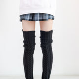 Winter Thick Knit Thigh High Socks Long Stockings Boot Knitted Socks Overknee Long Boot Lengthened Bunching Socks