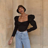 Music Festivals Rave Outfits Girls Tops Women's Spring Clothing Retro Long Sleeved Fitted T-shirt