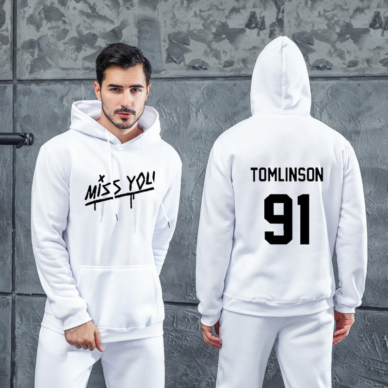 Men Graphic Hoodie Louis Tomlinson 91 One-Way Combination One Direction 1D Hooded Sweater