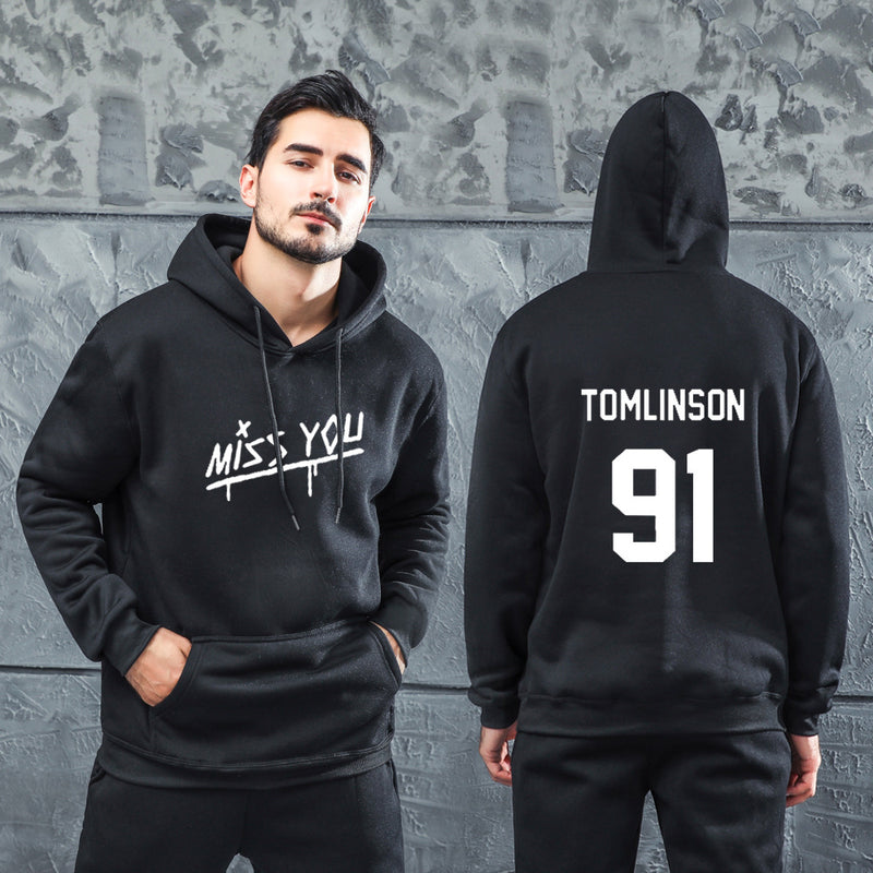 Men Graphic Hoodie Louis Tomlinson 91 One-Way Combination One Direction 1D Hooded Sweater
