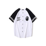 Shark Print T Shirt Baseball Uniform Shirt/T-Shirt Cardigan Short Sleeve