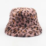 Leopard Fur Hat Leopard Hat Female Autumn Winter Retro Bucket Hat