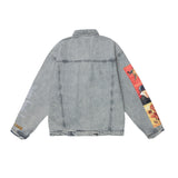 Men Denim Coat Jean Jackets Figure Head Print Denim Clothing Men's Jacket Harajuku Style Loose Denim Jacket