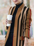 Long Sleeve Stand Collar Plaid Printed Woolen Coat