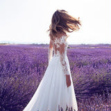 Bridesmaid Dress Women's Long Sleeve See-through Lace Wedding Dress Bridesmaid Formal Dress Slit Maxi Dress