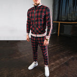 Men Tracksuit Men 'S Autumn Winter Plaid Plaid Men 'S Suit