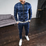 Men Tracksuit Men 'S Autumn Winter Plaid Plaid Men 'S Suit