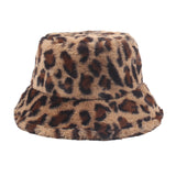 Leopard Fur Hat Leopard Hat Female Autumn Winter Retro Bucket Hat
