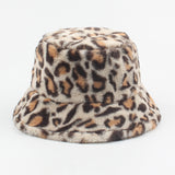 Leopard Fur Hat Leopard Hat Female Autumn Winter Retro Bucket Hat