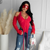 Music Festivals Rave Outfits Girls Tops Autumn and Winter Women's Sexy Slim T-shirt Women