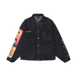 Men Denim Coat Jean Jackets Figure Head Print Denim Clothing Men's Jacket Harajuku Style Loose Denim Jacket