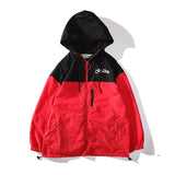 OW Red and Black Stitching Loose Men's and Girls' Zipper Shell Fashionable Jacket jacket