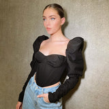 Music Festivals Rave Outfits Girls Tops Women's Spring Clothing Retro Long Sleeved Fitted T-shirt