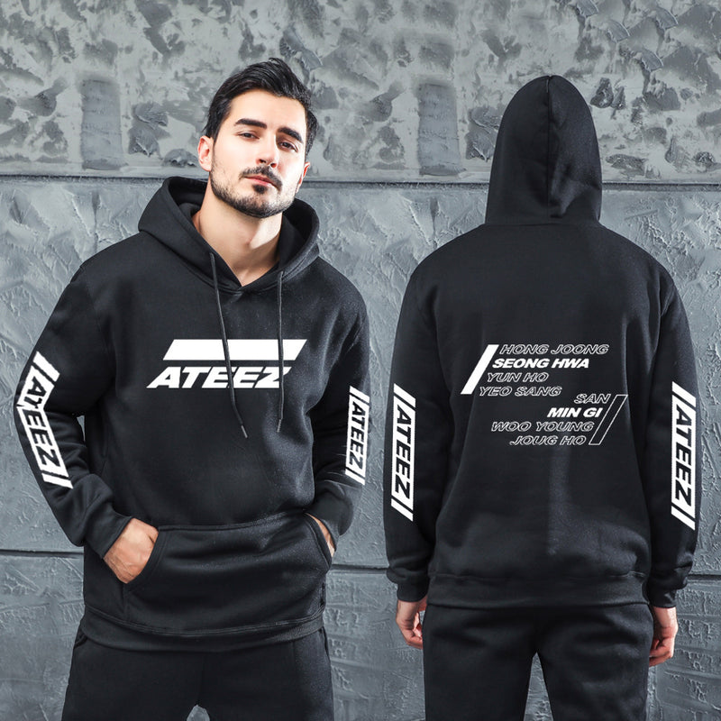 Men Graphic Hoodie Men's Group Ateez Hooded Sweater Loose Hooded Printed Hood Sweater