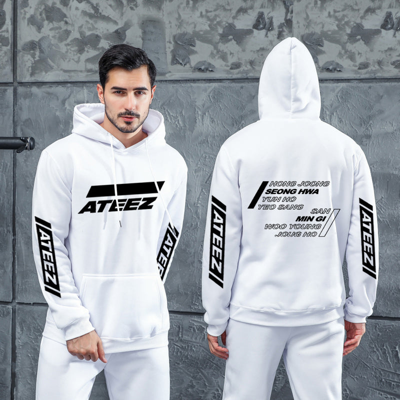 Men Graphic Hoodie Men's Group Ateez Hooded Sweater Loose Hooded Printed Hood Sweater
