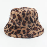 Leopard Fur Hat Leopard Hat Female Autumn Winter Retro Bucket Hat