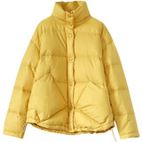Women Winter Coats Puffer Jacket Down Coat Autumn and Winter Artistic Stand Collar Short White Duck Down Coat