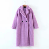 90S Outfits Autumn and Winter Loose Thickened Long Section Large Lapel Lambswool Coat Coat