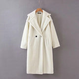 90S Outfits Autumn and Winter Loose Thickened Long Section Large Lapel Lambswool Coat Coat