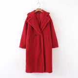 90S Outfits Autumn and Winter Loose Thickened Long Section Large Lapel Lambswool Coat Coat