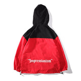 OW Red and Black Stitching Loose Men's and Girls' Zipper Shell Fashionable Jacket jacket